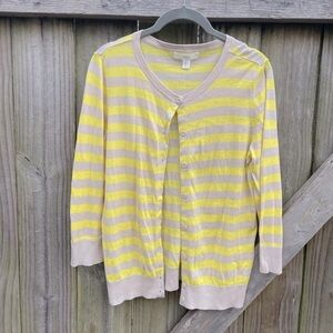 1901 Nordstrom Pima Cotton Blend Button Down Striped Cardigan Sweater